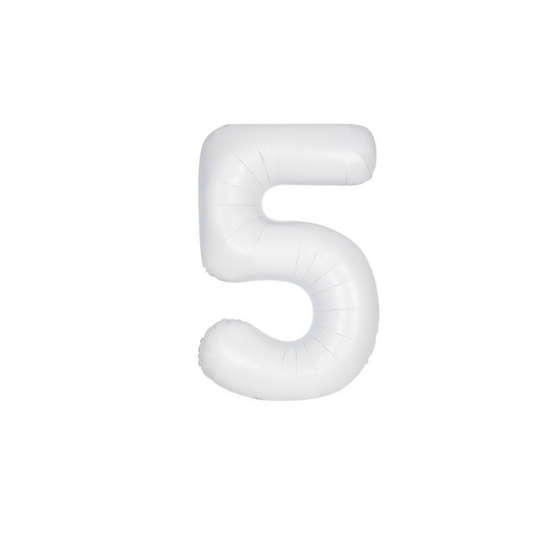 White 40" Number 5 Foil Balloon – Giant Birthday Party Decoration