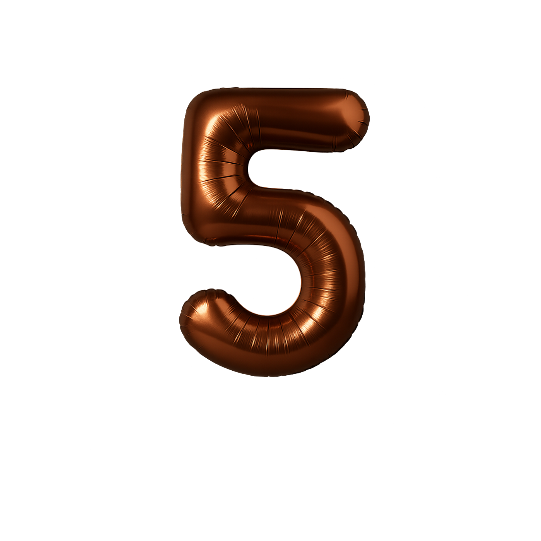 40" Chocolate Brown Number 5 Balloon – Giant Foil Birthday Decoration for Party & Celebration