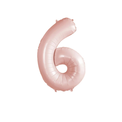 Baby Pink Number 6 Balloon – 40" Foil Birthday Party Decoration