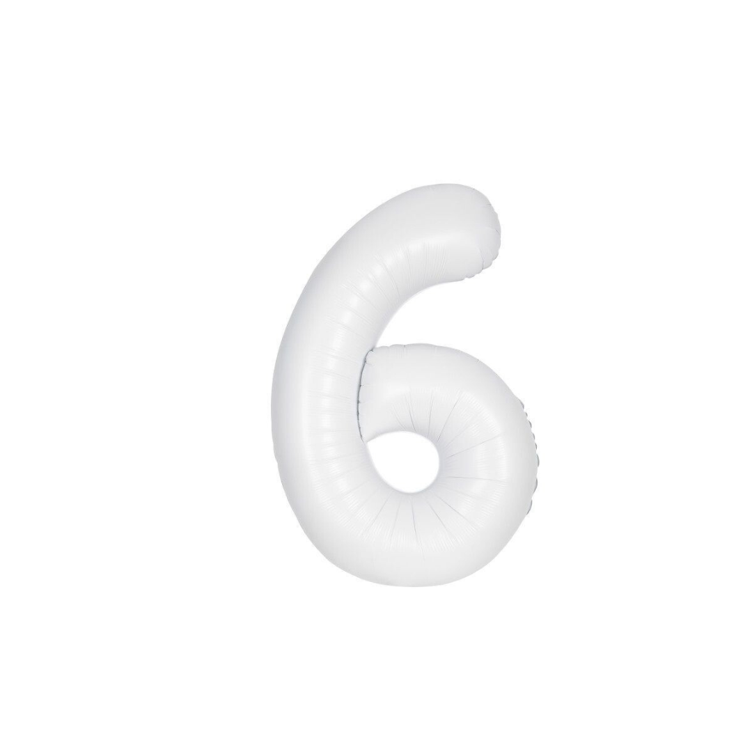 White 40" Number 6 Foil Balloon – Giant Birthday Party Decoration