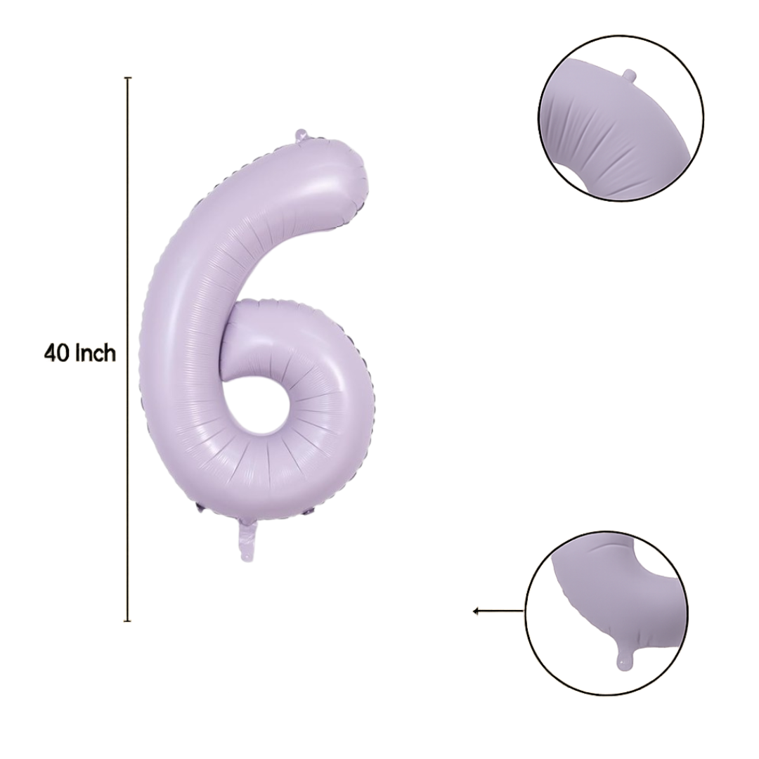 40" Number 6 Foil Balloon – Baby Purple Pastel Lavender – Giant Birthday & Party Decoration