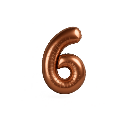 40" Chocolate Brown Number 6 Balloon – Giant Foil Birthday Decoration for Party & Celebration