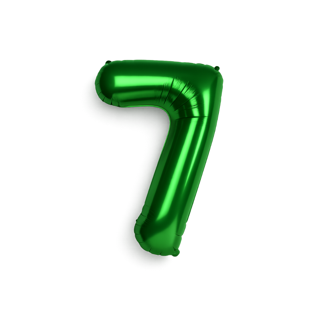 Green 40 Inch Number 7 Balloon – Giant Foil Helium Birthday Party Decoration
