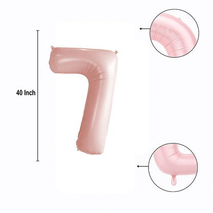 Baby Pink Number 7 Balloon – 40" Foil Birthday Party Decoration