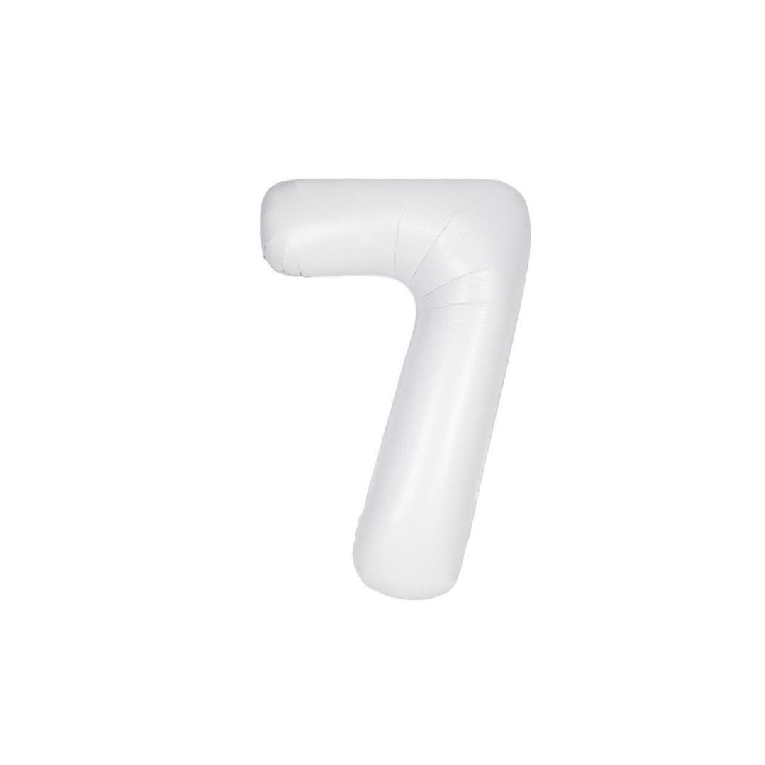 White 40" Number 7 Foil Balloon – Giant Birthday Party Decoration