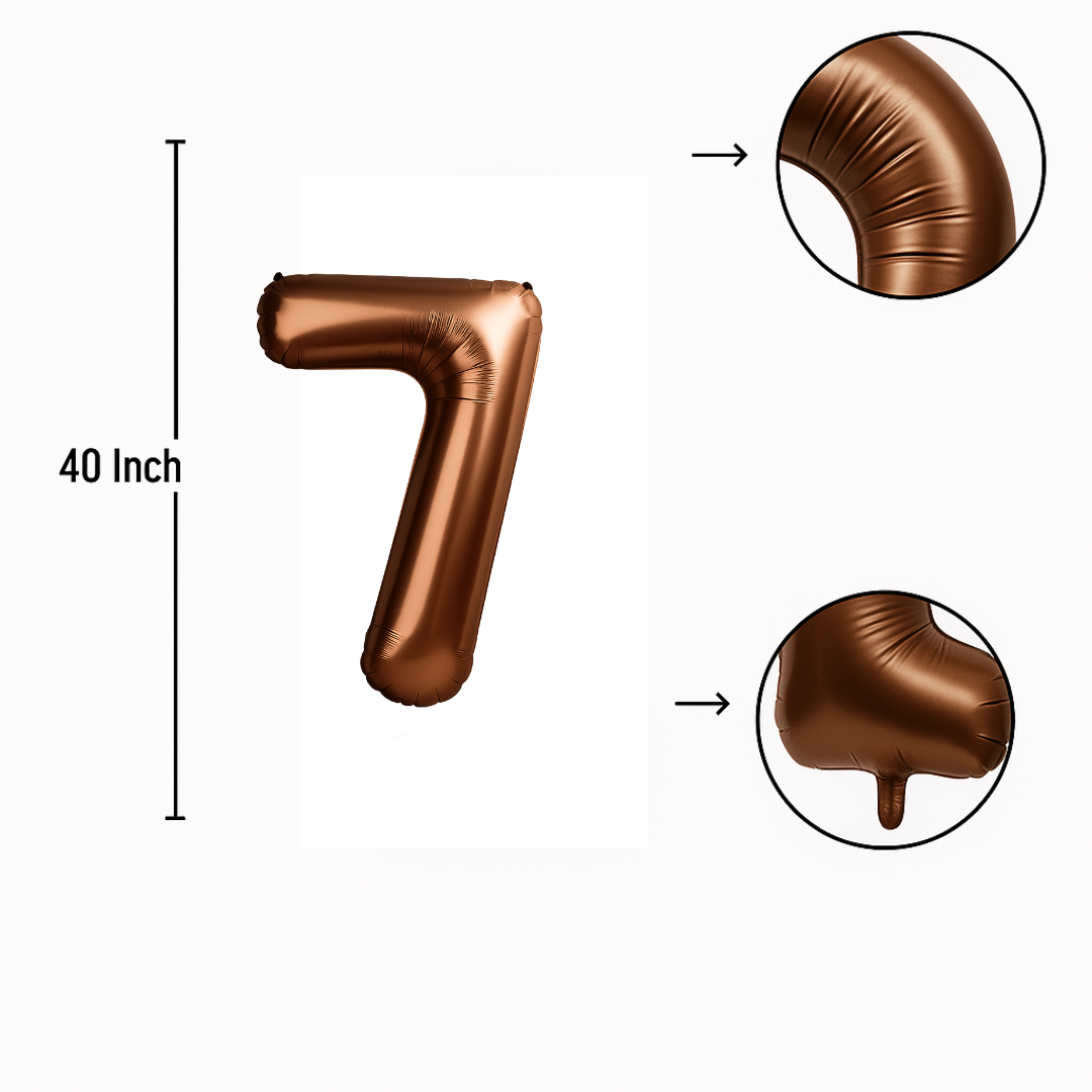 40" Chocolate Brown Number 7 Balloon – Giant Foil Birthday Decoration for Party & Celebration