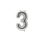 40" Silver Number 3 Balloon – Large Foil Helium Balloon for 3rd Birthday & Party Celebrations