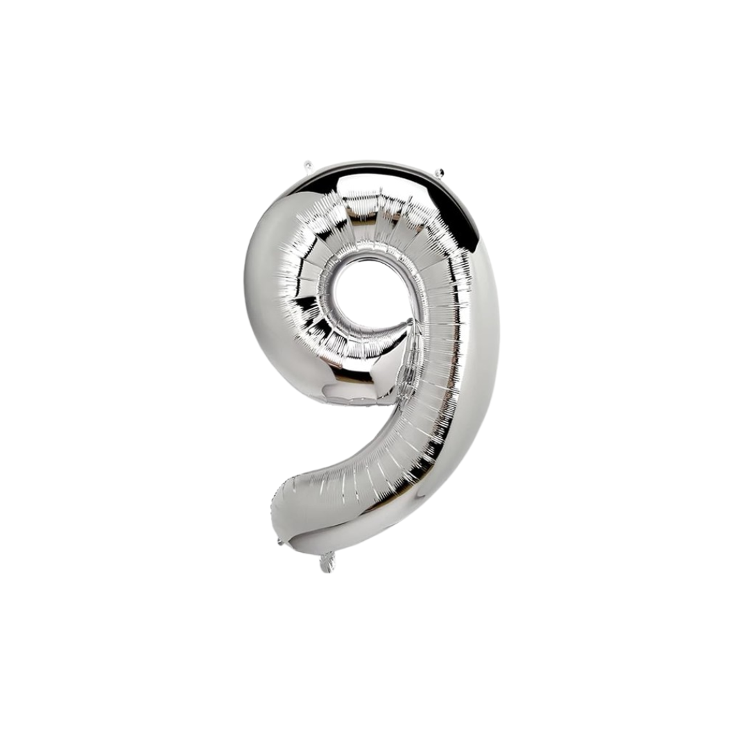 40" Silver Number 9 Balloon – Giant Foil Helium Balloon for 9th Birthday & Party Decorations