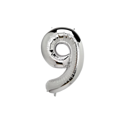 40" Silver Number 9 Balloon – Giant Foil Helium Balloon for 9th Birthday & Party Decorations