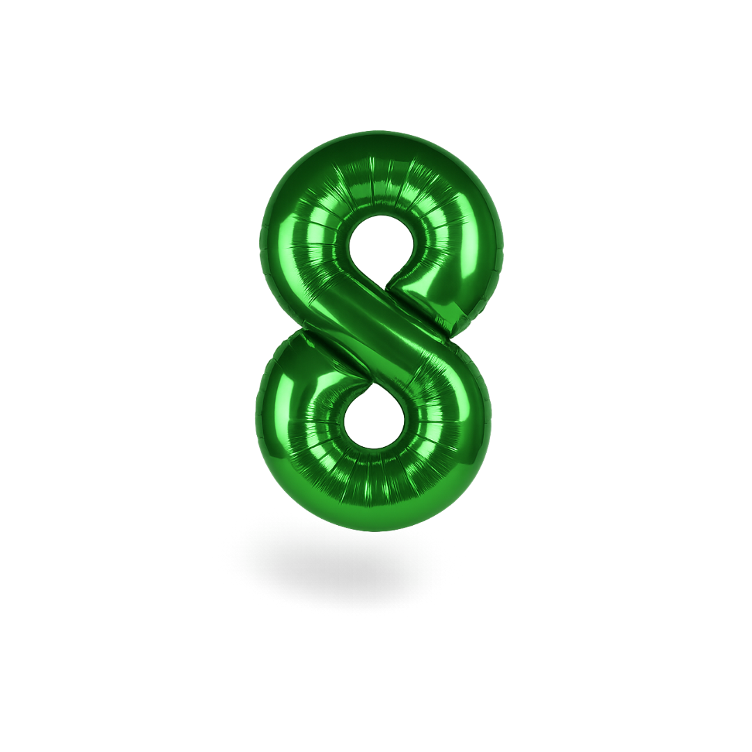 40 Inch Number 8 Green Balloon – Giant Foil Helium Birthday Party Decoration