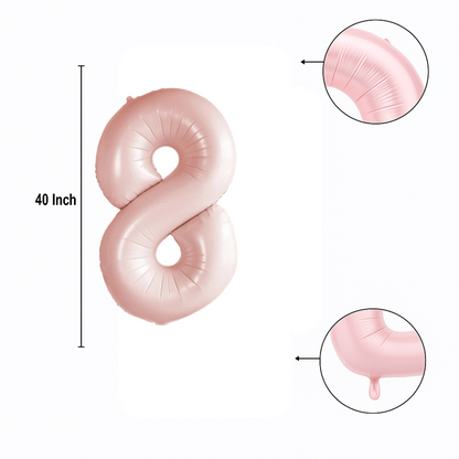 Baby Pink Number 8 Balloon – 40" Foil Birthday Party Decoration