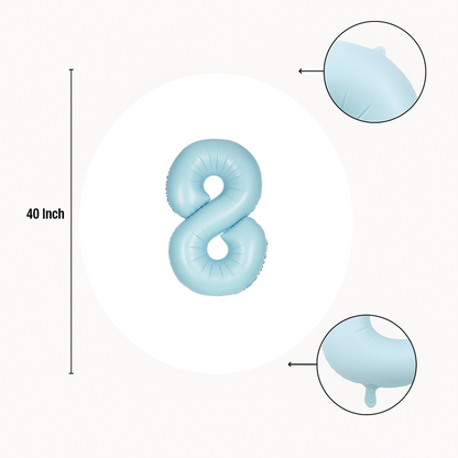 Blue Number 8 Balloon – 40" Foil Birthday Party Decoration