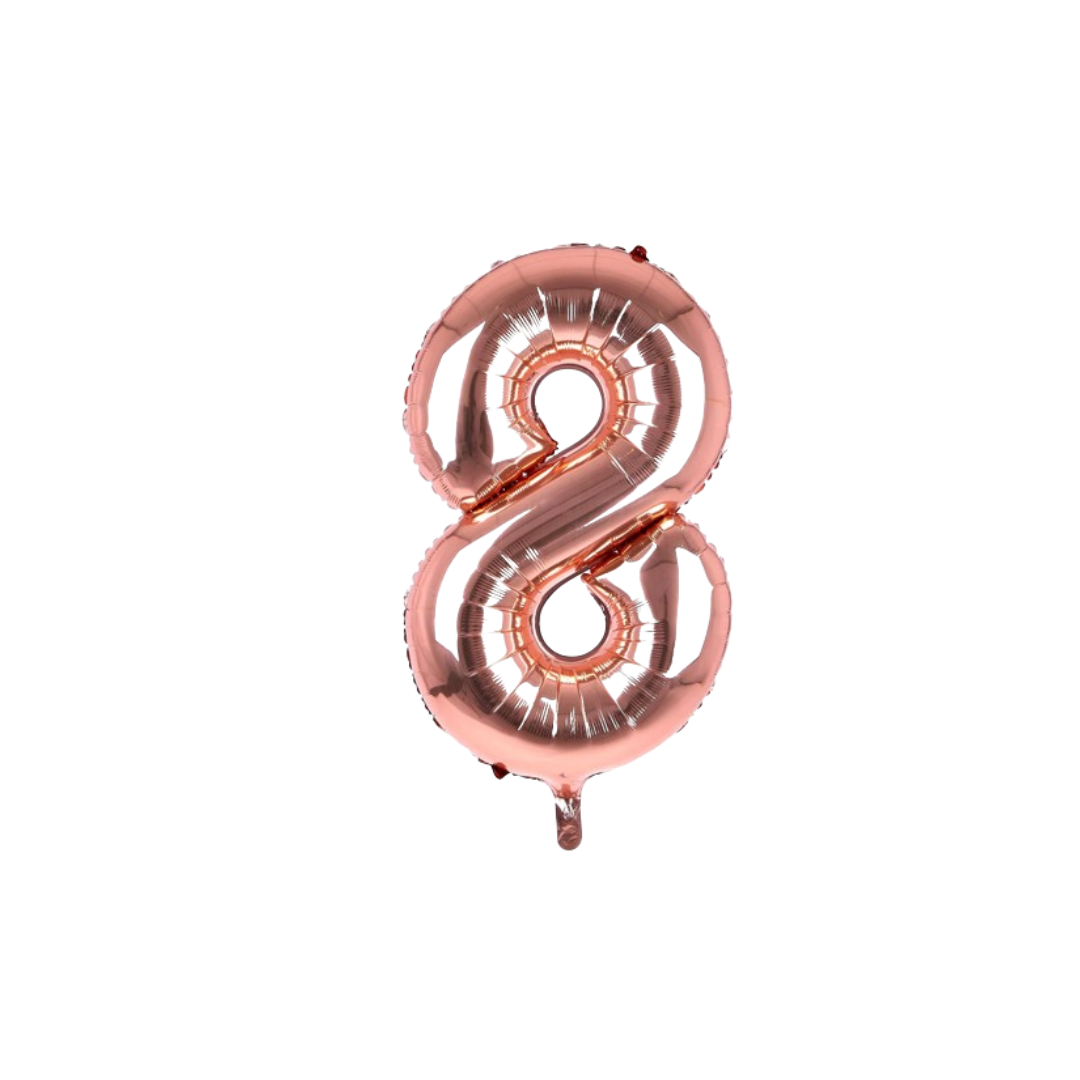 40" Rose Gold Number 8 Balloon – Giant Foil Helium Balloon for Birthdays & Celebrations