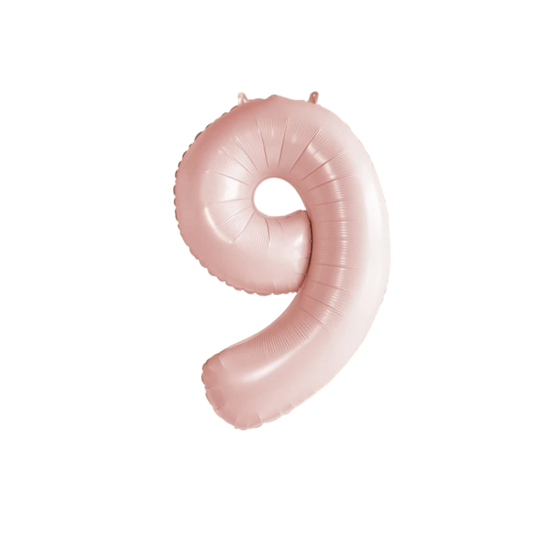 Pastel Baby Pink Matte Number 9 Balloon – 40" Foil Birthday Party Decoration