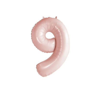 Pastel Baby Pink Matte Number 9 Balloon – 40" Foil Birthday Party Decoration