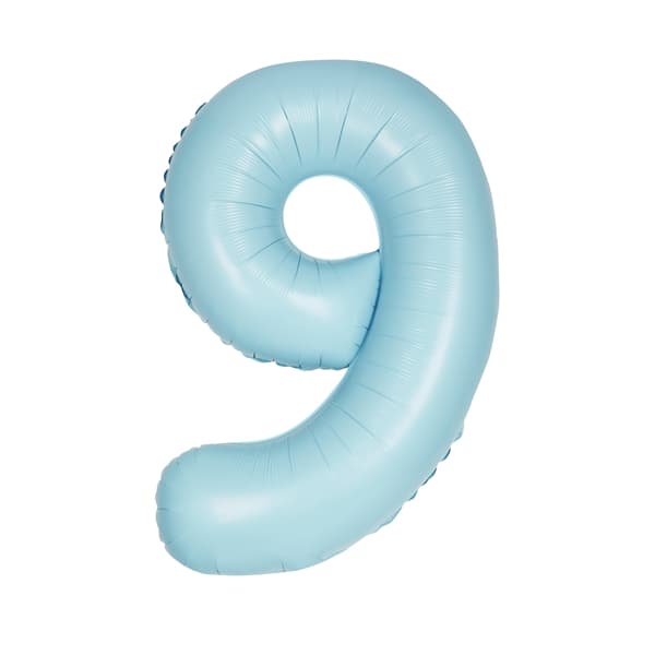 Pastel Matte Blue Number 9 Balloon – 40" Foil Birthday Party Decoration