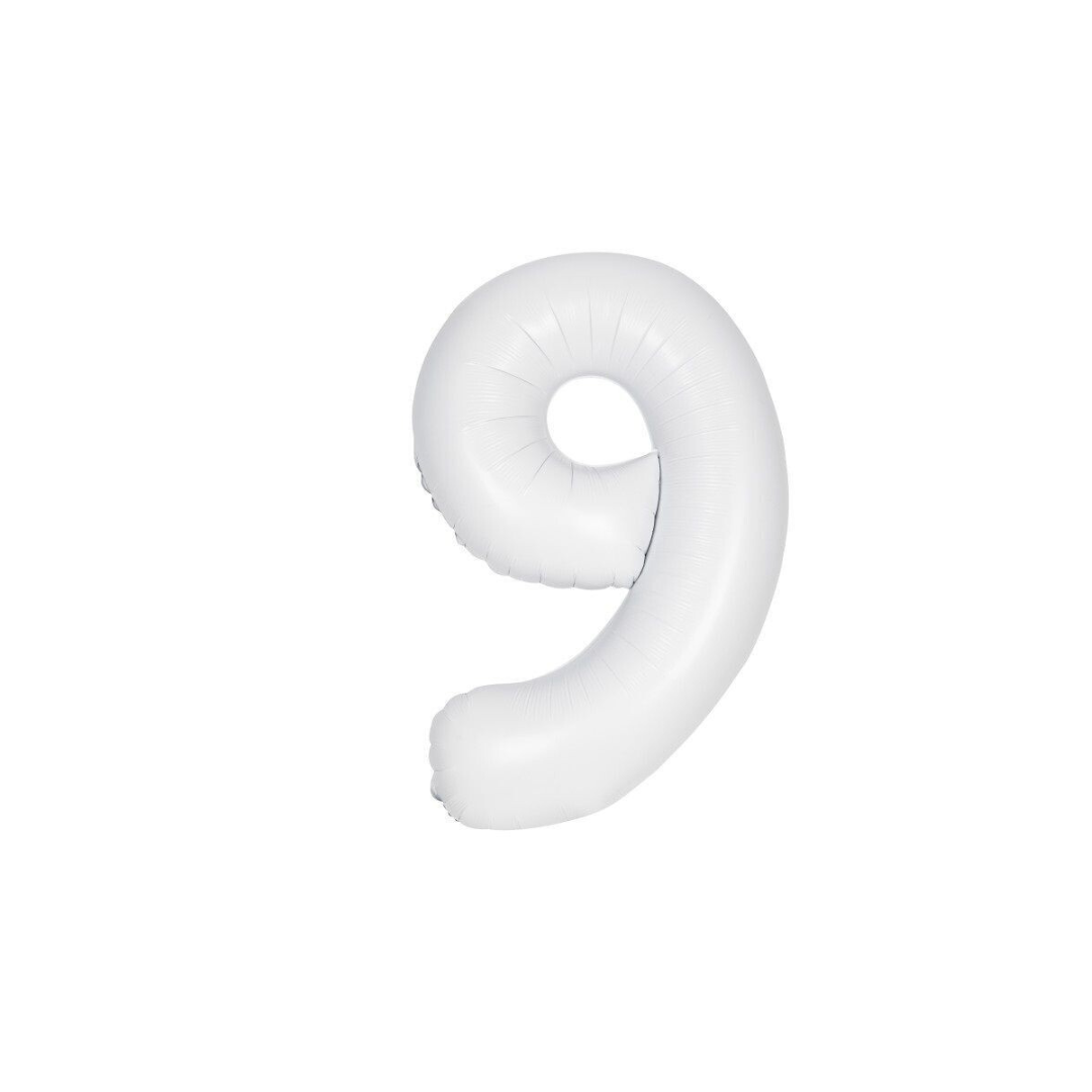White 40" Number 9 Foil Balloon – Giant Birthday Party Decoration