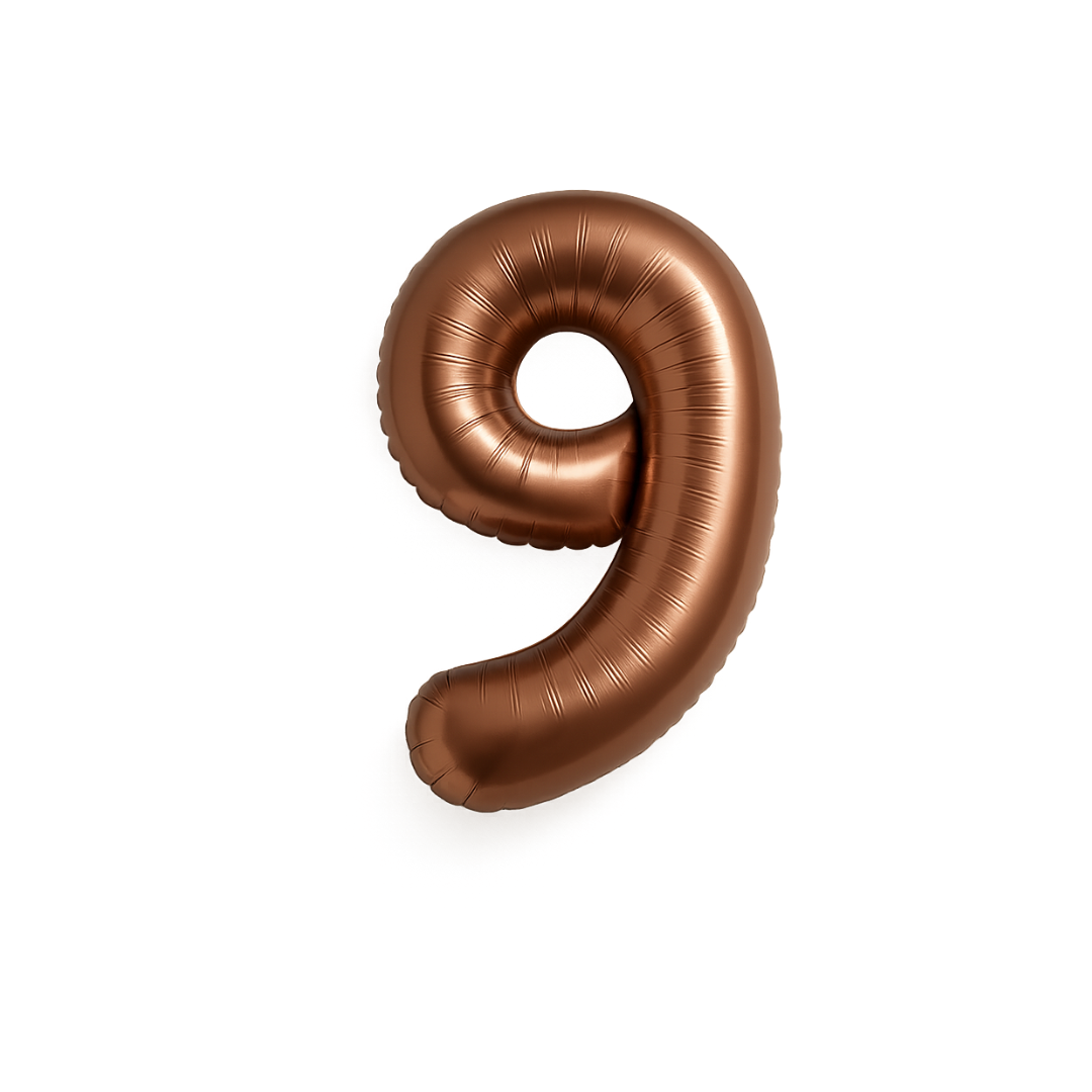 40" Chocolate Brown Number 9 Balloon – Giant Foil Birthday Decoration for Party & Celebration
