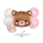 Cute bear face foil balloon with matching pink , white, and confetti balloons — perfect for panda-themed birthday parties, baby showers, or kids’ events.