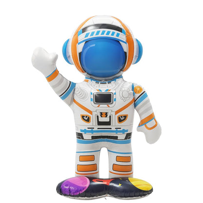 Large astronaut foil balloon standing on planets – space themed birthday balloon UK
