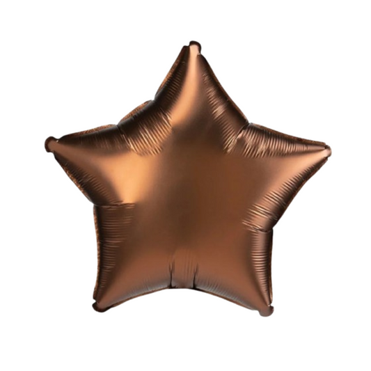 Chocolate brown star foil balloon 18 inch metallic finish