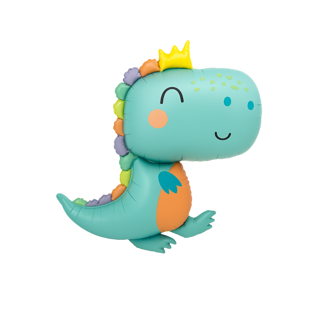Dinosaur Balloon – Cute Foil Balloon with Crown for Baby Showers & First Birthdays