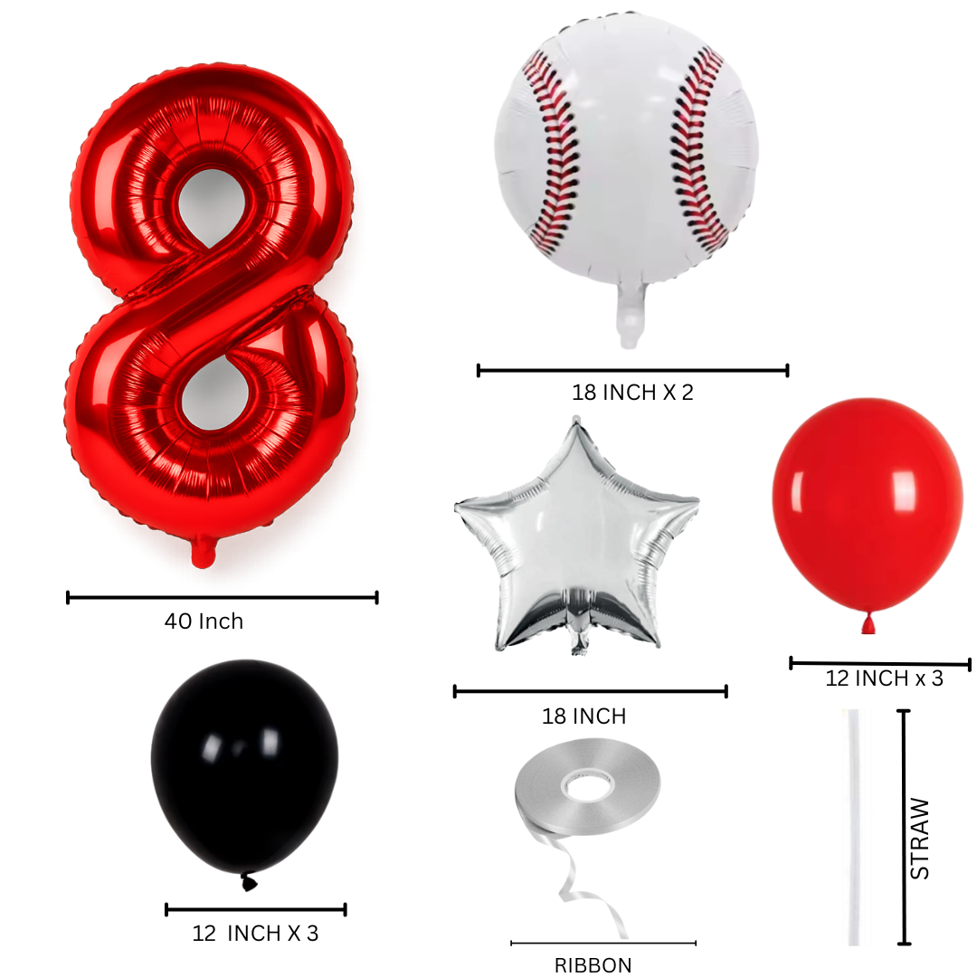  Baseball Birthday Balloons number 8
