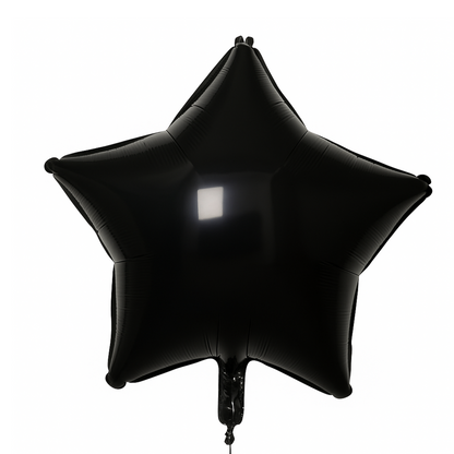 Black Star Foil Balloon – 18" Shiny Black Star-Shaped Helium or Air Balloon for Party and Event Decor