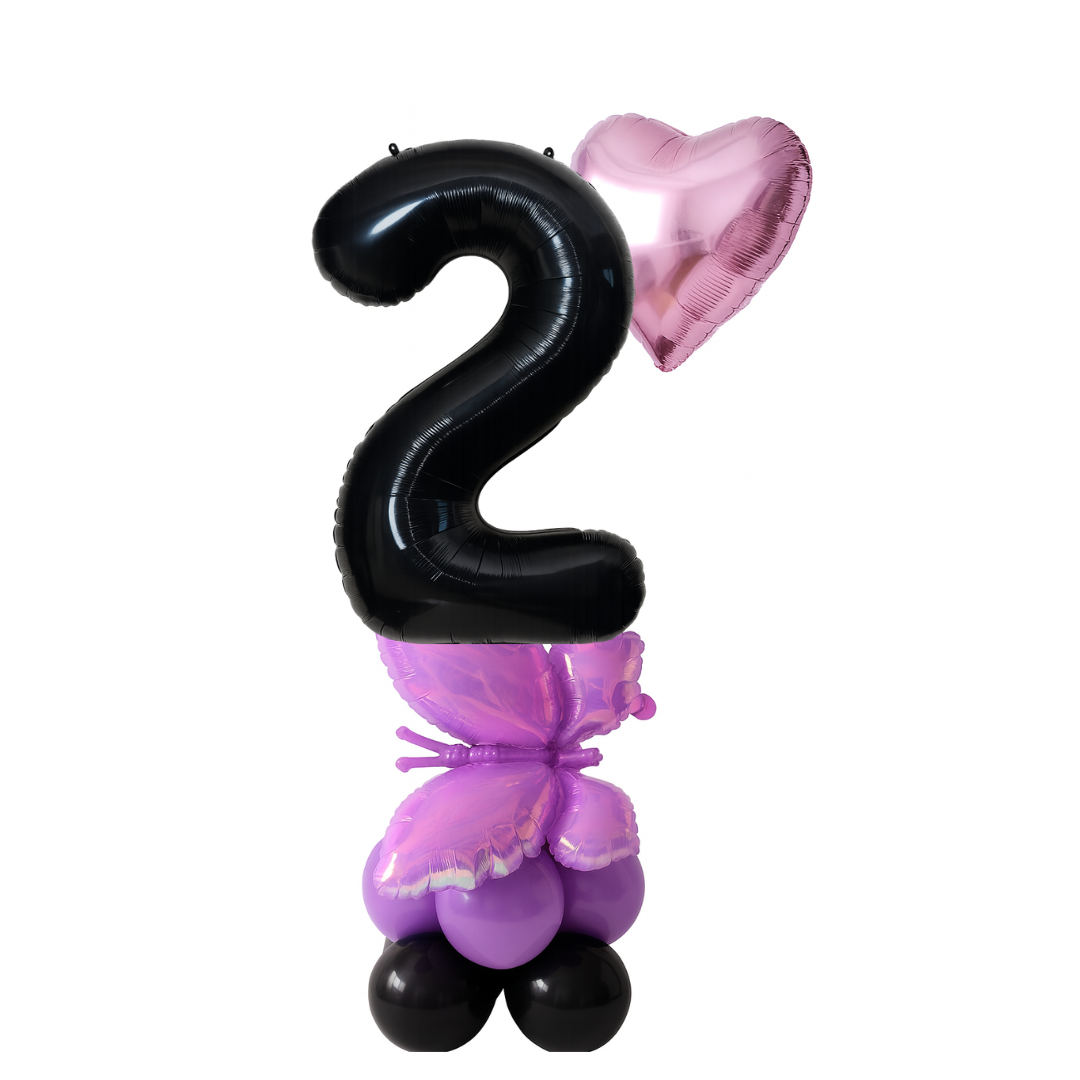 Purple Butterfly & Heart Balloon Decoration – Birthday, Anniversary & Party Display