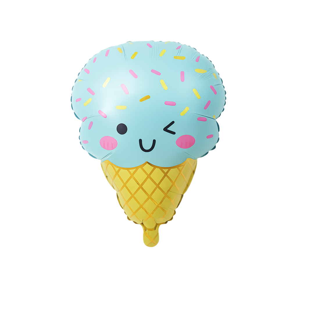 Blue Ice Cream Foil Balloon – Winking Cone Party Decor