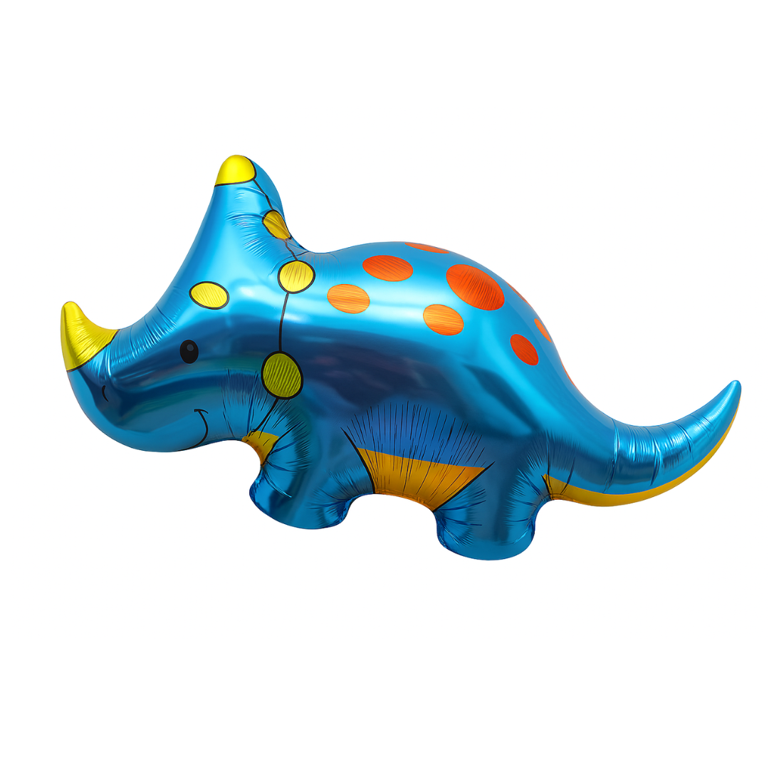 Blue Triceratops Foil Balloon – Cute Dinosaur Birthday Party Decoration