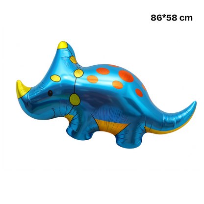 Blue Triceratops Foil Balloon – Cute Dinosaur Birthday Party Decoration