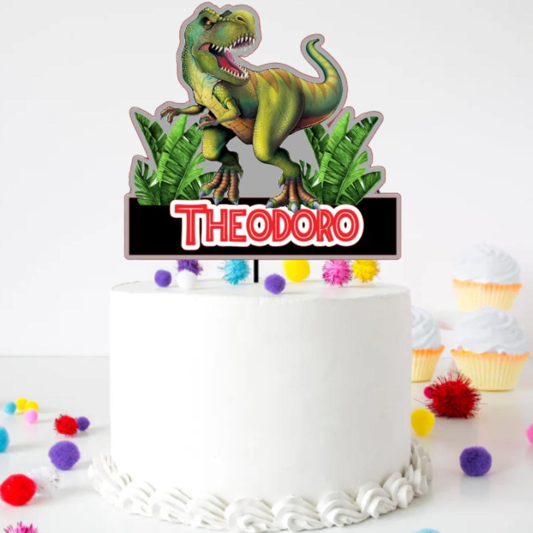 Dinosaur Birthday Decoration Set with Balloons & Cake Topper | Numbers 1-10 Party Kit