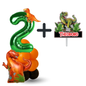 Dinosaur Birthday Decoration Set with Balloons & Cake Topper | Numbers 1-10 Party Kit