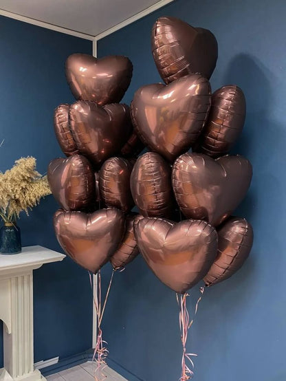 Chocolate Brown 18 inch Heart Shape Foil Balloon helium