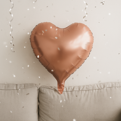 Heart Foil Balloon Chrome Rose Gold – 18" Metallic Party Decoration