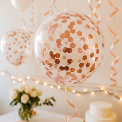 12" Confetti Latex Balloons – Transparent Party Balloons with Colorful Dots