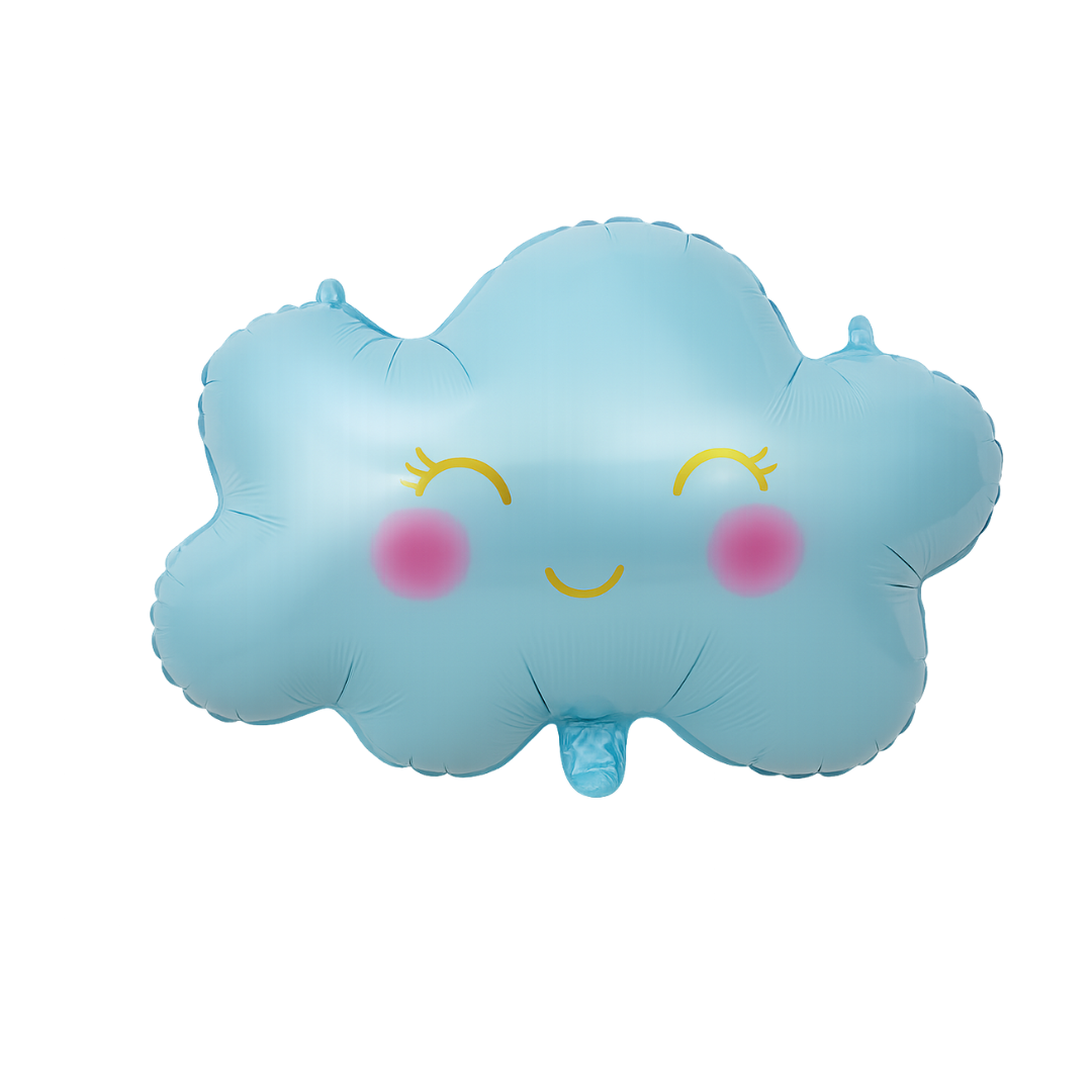 Cute Cloud Foil Balloon – Pink or Blue Smiling Cloud for Baby Shower & Birthday Decor