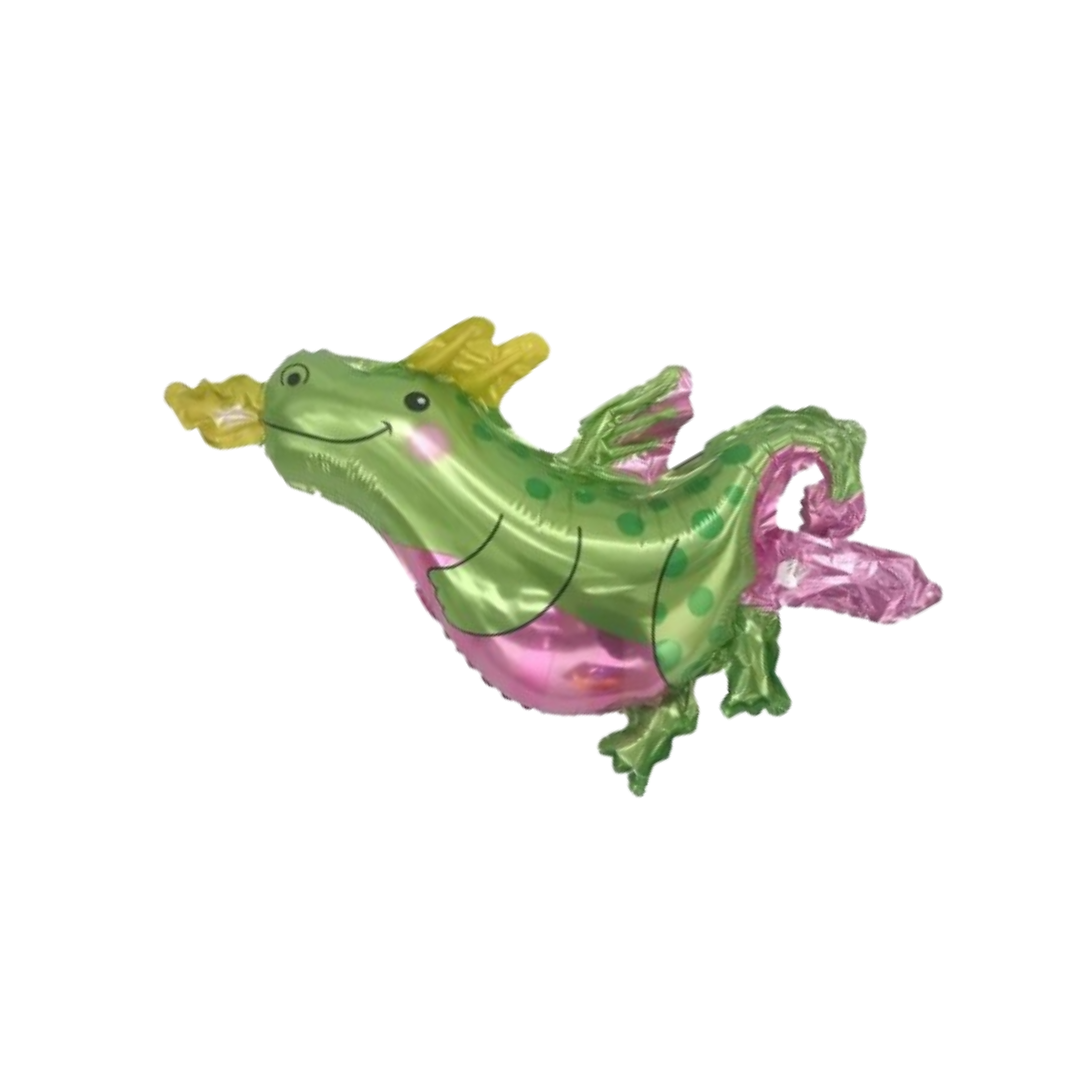 Cute Dragon Balloon – Green and Pink Foil Balloon for Fantasy Birthday Party Decor