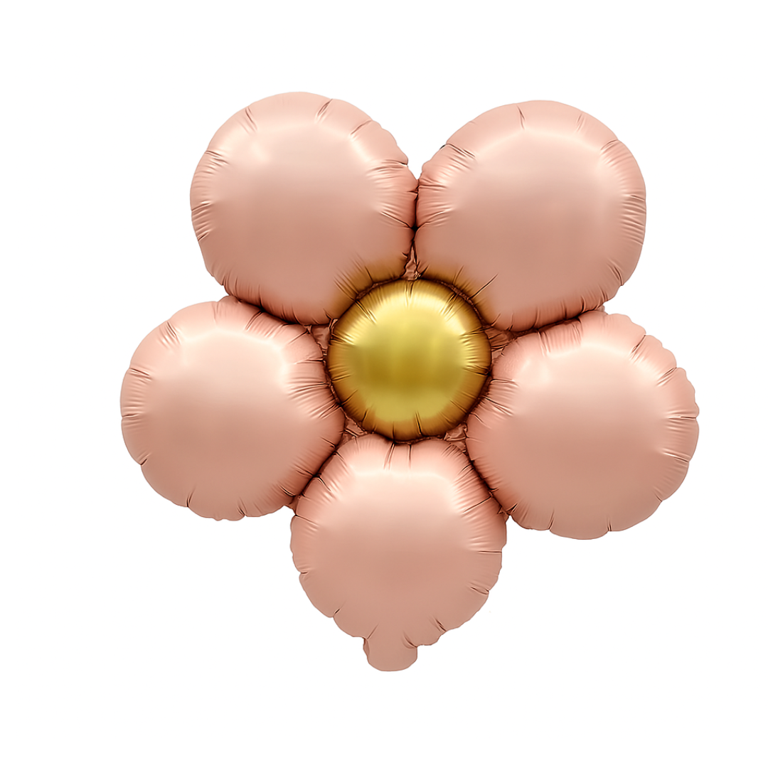Foil Flower Balloons – Daisy Style Floral Balloons in Gold, Pink, Cream & Red for Party Decoration
