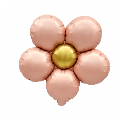 Foil Flower Balloons – Daisy Style Floral Balloons in Gold, Pink, Cream & Red for Party Decoration