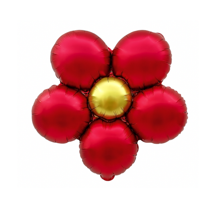 Foil Flower Balloons – Daisy Style Floral Balloons in Gold, Pink, Cream & Red for Party Decoration