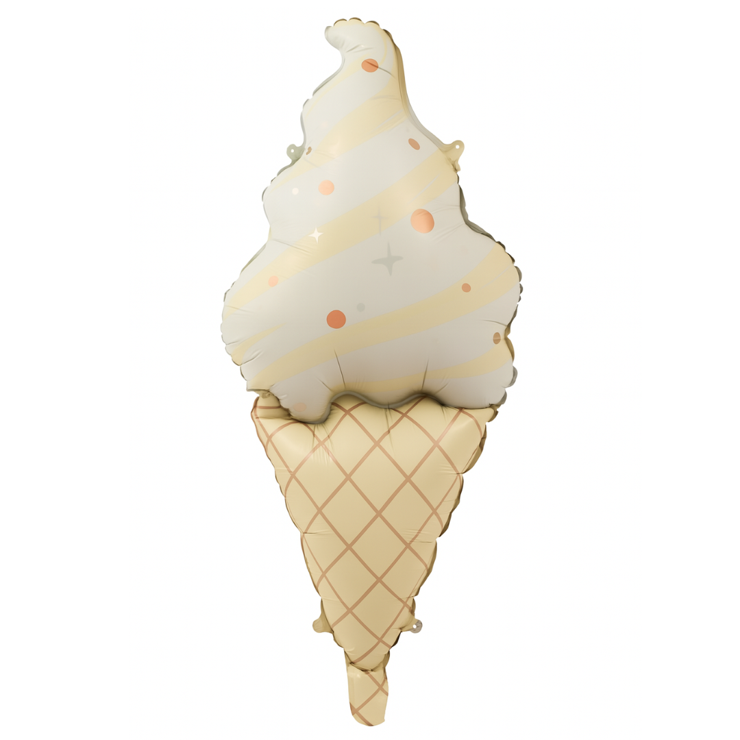 Foil Ice Cream Balloon – Pastel Beige Cone Party Decoration