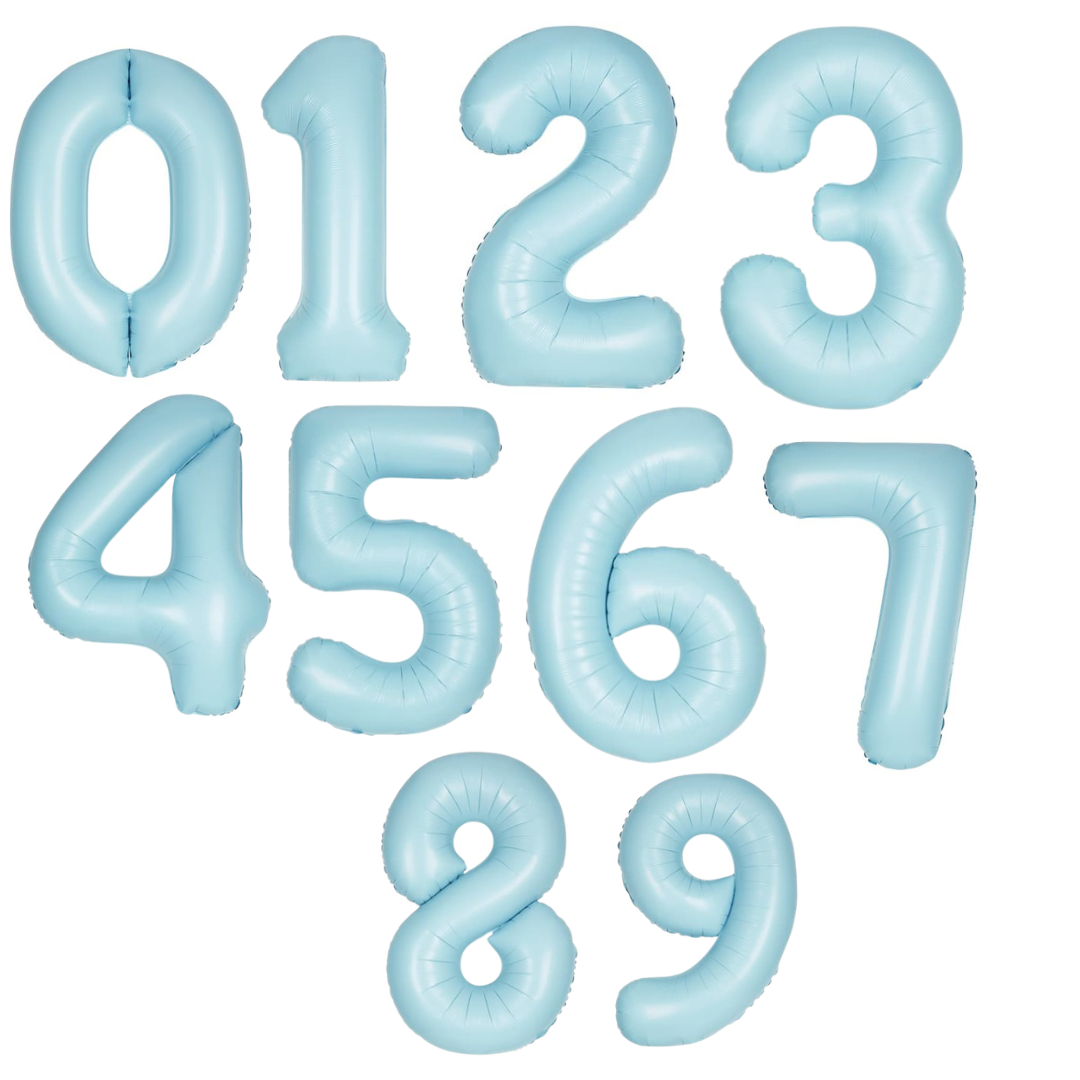 Giant Number Balloon Set 0–9 | Beige White Pink Blue & Brown | 40" Neutral Foil Birthday Decoration UK
