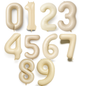 Giant Number Balloon Set 0–9 | Beige White Pink Blue & Brown | 40" Neutral Foil Birthday Decoration UK