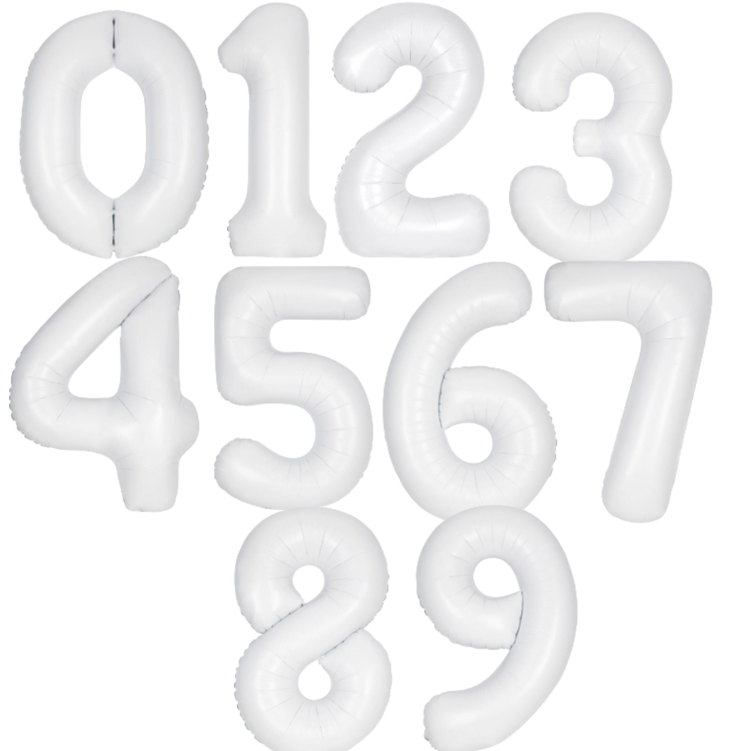 Giant Number Balloon Set 0–9 | Beige White Pink Blue & Brown | 40" Neutral Foil Birthday Decoration UK