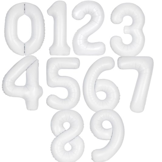 Giant Number Balloon Set 0–9 | Beige White Pink Blue & Brown | 40" Neutral Foil Birthday Decoration UK