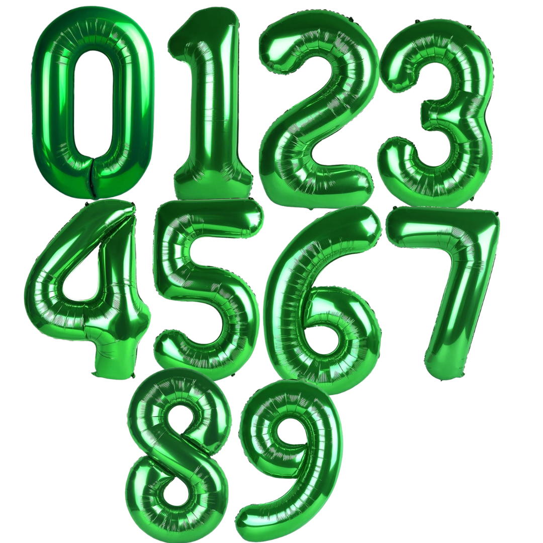 Giant Number Balloon Set 0–9 | Red Purple Green & Fantasy | 40" Bold Foil Birthday Decoration UK