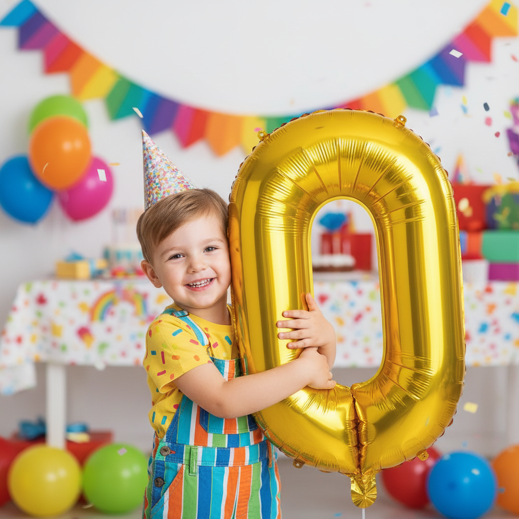 Gold Number 0 Balloon (40 inch) Giant Foil Helium Balloon for Birthdays & Party Decorations