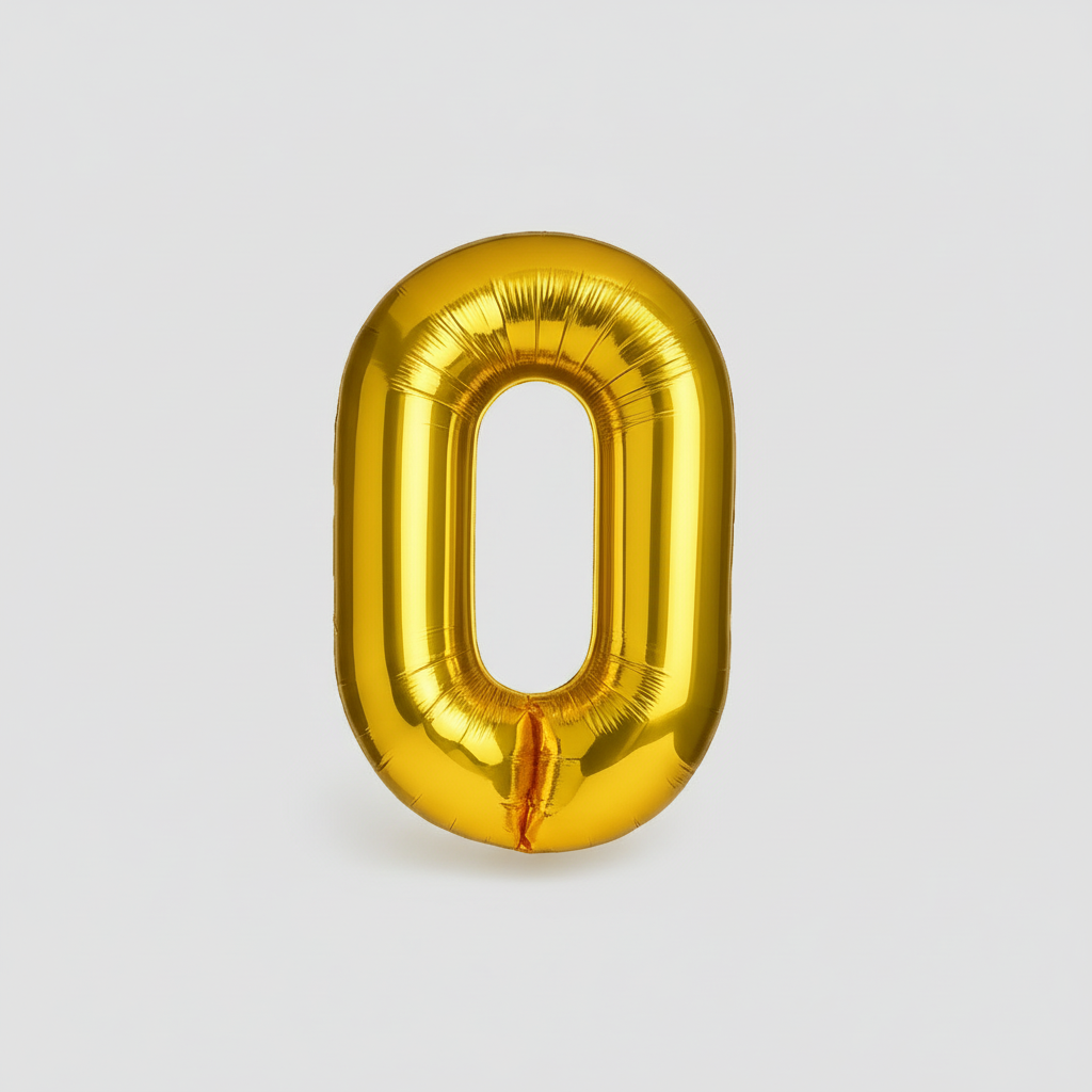 Gold Number 0 Balloon (40 inch) Giant Foil Helium Balloon for Birthdays & Party Decorations